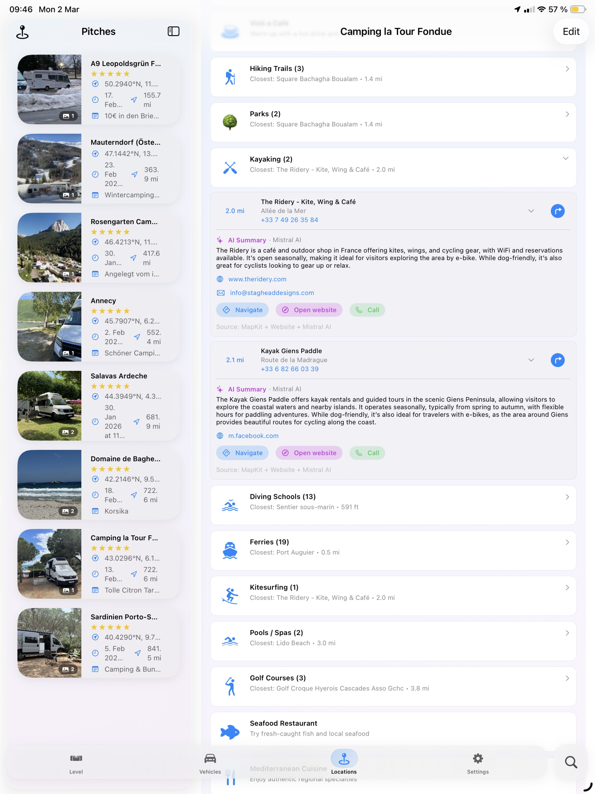 Camprio discover places