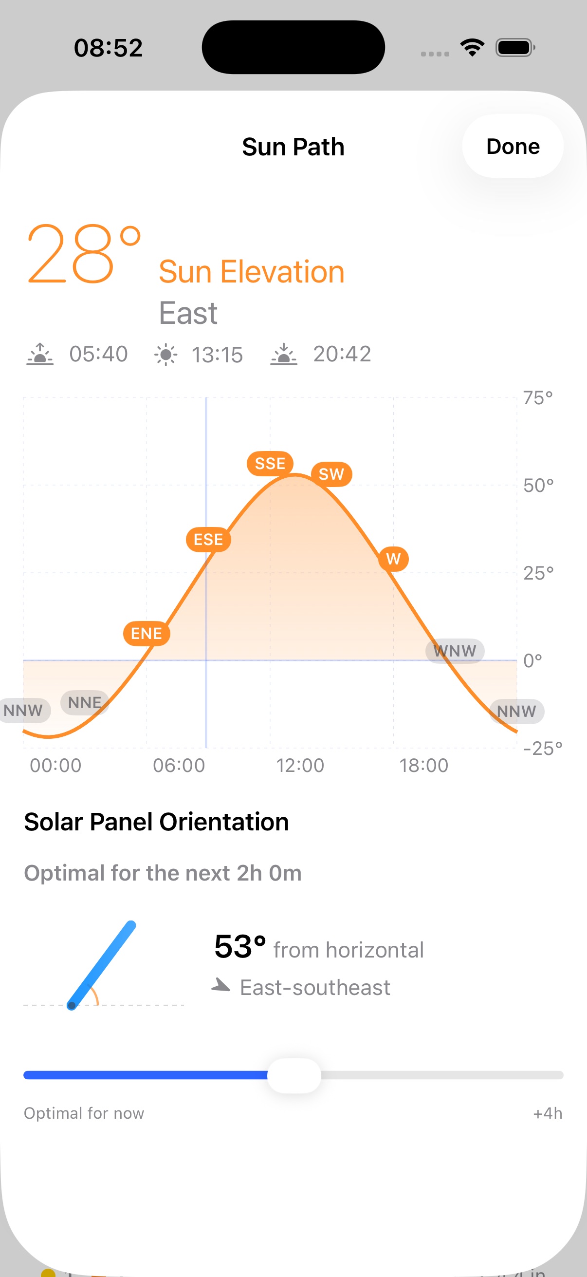 Camprio sun path and solar panel orientation